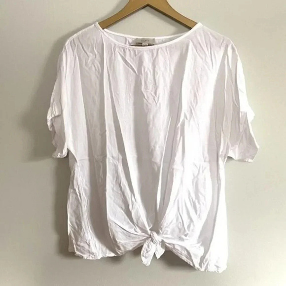 LOFT White Front Tie Knot T Shirt - Picture 1 of 7